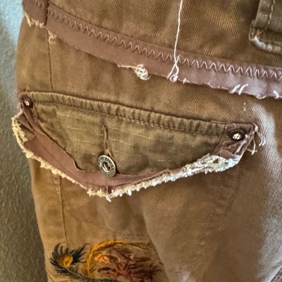 Women's distressed A-Line Skirt in Tan with embroidery and so many details! EUC - Picture 8 of 16